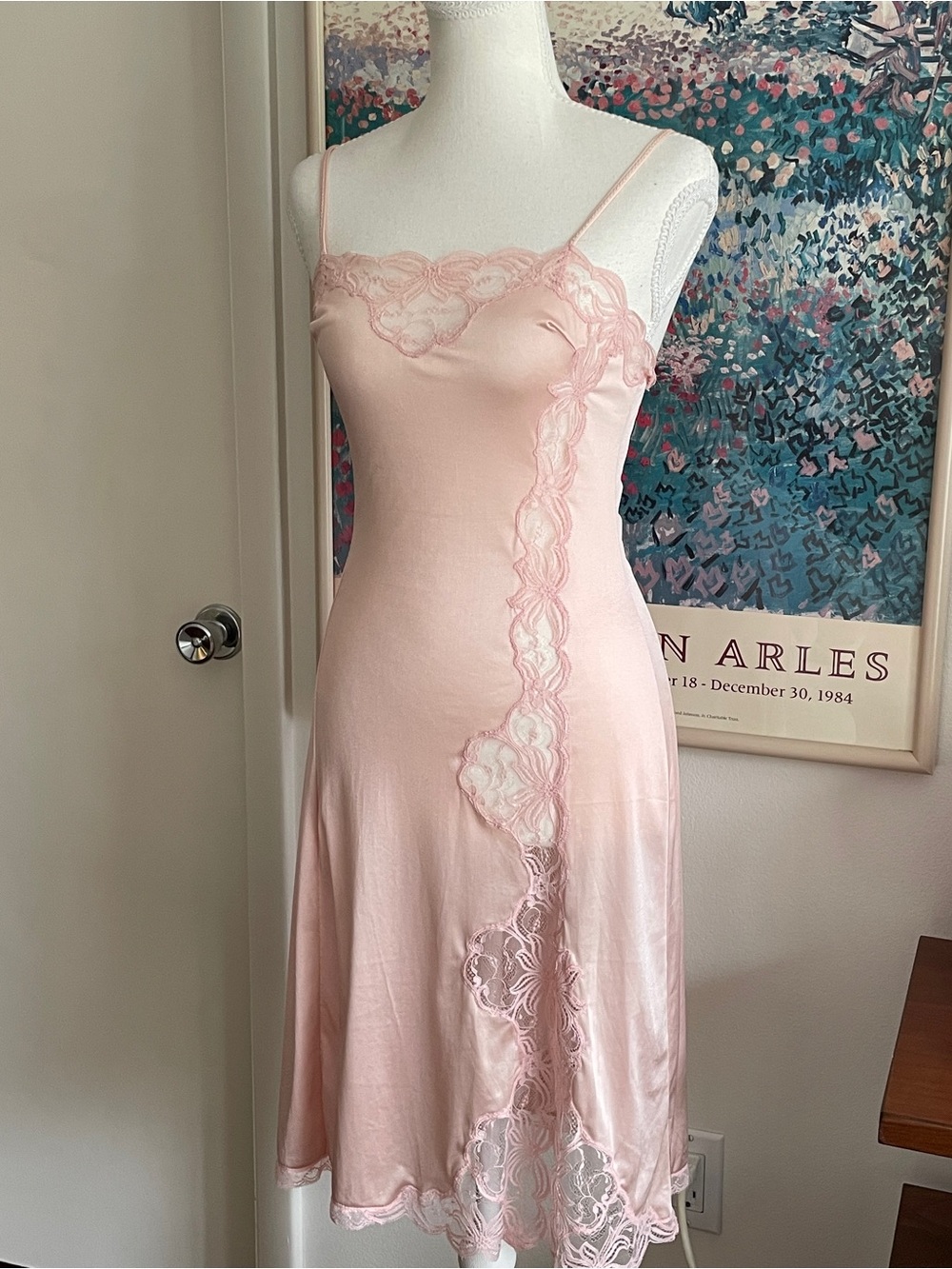 Vintage Valisere Lace Slip Dress Medium Blush Pink Parisian Coquette Chic Bridal - Picture 3 of 14